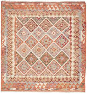 Tappeto Kilim Afghanistan Geometrico Arancio Blu 153x160 Cm