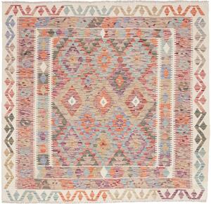 Tappeto Kilim Afghanistan Geometrico Multicolore Pastello 151x142 Cm