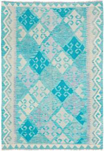 Tappeto Kilim Afghanistan Astratto Turchese Azzurro 121x178 Cm
