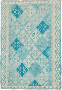 Tappeto Kilim Afghanistan Astratto Turchese Blu 125x178 Cm