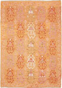 Tappeto Kilim Afghanistan Geometrico Arancio Ocra Rosa 128x185 Cm