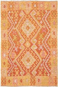 Tappeto Kilim Afghanistan Geometrico Arancione Giallo 126x188 Cm