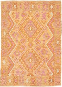 Tappeto Kilim Afghanistan Geometrico Arancio Rosa 127x176 Cm