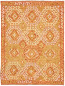Tappeto Kilim Afghanistan Geometrico Arancione Giallo Ocra 134x178 Cm