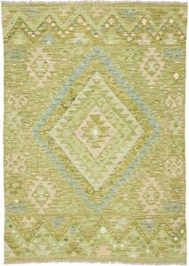 Tappeto Kilim Afghanistan Geometrico Verde Azzurro 129x183 Cm