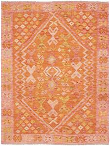Tappeto Kilim Afghanistan Medaglione Arancione Rosa 135x181 Cm