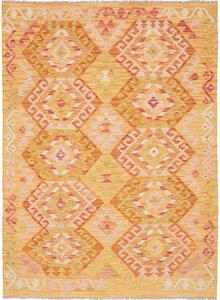 Tappeto Kilim Afghanistan Geometrico Giallo Arancione 125x174 Cm