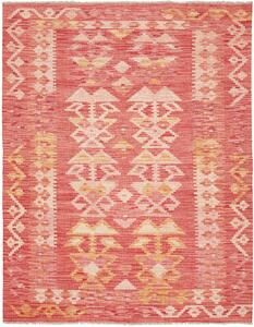 Tappeto Kilim Afghanistan Geometrico Rosso Corallo Crema 135x172 Cm