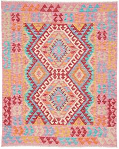Tappeto Kilim Afghanistan Geometrico Rosa Rosso 134x167 Cm