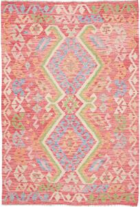 Tappeto Kilim Afghanistan Geometrico Rosa Salmone Azzurro 126x187 Cm