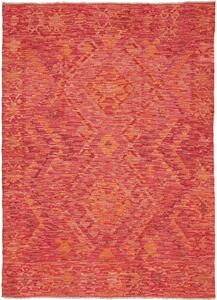 Tappeto Kilim Afghanistan Geometrico Rosso Arancio Rosato 128x179 Cm
