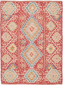 Tappeto Kilim Afghanistan Geometrico Rosso Azzurro 131x173 Cm