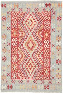 Tappeto Kilim Afghanistan Geometrico Rosso Azzurro 121x179 Cm