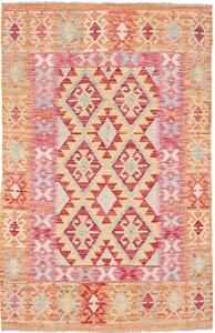 Tappeto Kilim Afghanistan Geometrico Giallo Rosso 102x156 Cm