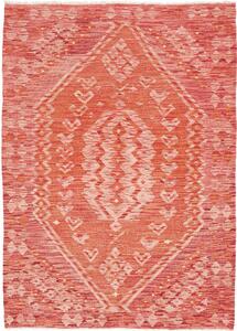 Tappeto Kilim Afghanistan Geometrico Rosso Corallo Salmone 105x146 Cm