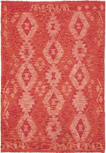 Tappeto Kilim Afghanistan Astratto Rosso Arancione 122x181 Cm