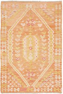 Tappeto Kilim Afghanistan Geometrico Arancio Giallo 103x151 Cm