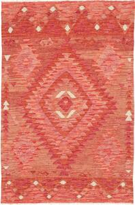 Tappeto Kilim Afghanistan Astratto Rosso Arancio 100x155 Cm