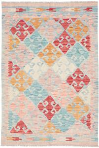 Tappeto Kilim Afghanistan Astratto Celeste Rosa 101x149 Cm