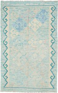 Tappeto Kilim Afghanistan Geometrico Turchese Azzurro Crema 95x154 Cm