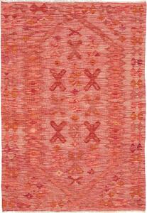 Tappeto Kilim Afghanistan Geometrico Rosso Arancio 100x147 Cm