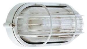Applique 1 Luce In Alluminio Bianco Piccola Con Griglia Industriale Ovale