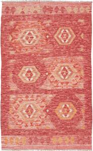 Tappeto Kilim Afghanistan Geometrico Rosso Corallo Beige 95x153 Cm
