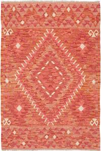 Tappeto Kilim Afghanistan Geometrico Corallo Arancio 98x147 Cm
