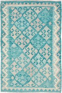 Tappeto Kilim Afghanistan Geometrico Azzurro Grigio Chiaro 98x152 Cm