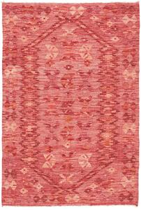 Tappeto Kilim Afghanistan Geometrico Rosso Rosa 99x147 Cm