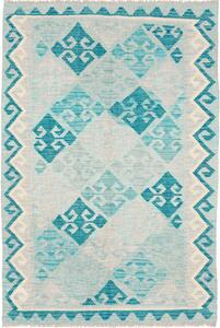 Tappeto Kilim Afghanistan Geometrico Azzurro Turchese 102x155 Cm