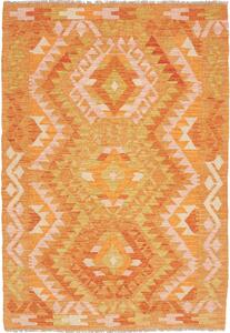 Tappeto Kilim Afghanistan Astratto Arancio Giallo 101x148 Cm