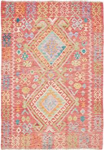 Tappeto Kilim Afghanistan Geometrico Salmone Multicolore 125x181 Cm