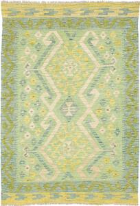 Tappeto Kilim Afghanistan Geometrico Verde Chiaro Crema 103x149 Cm