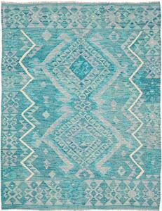 Tappeto Kilim Afghanistan Geometrico Acqua Marina 148x195 Cm