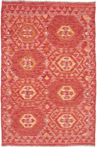 Tappeto Kilim Afghanistan Geometrico Rosso Arancio 103x157 Cm