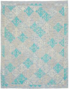 Tappeto Kilim Afghanistan Geometrico Turchese Grigio Azzurro 155x197 Cm
