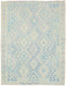 Tappeto Kilim Afghanistan Geometrico Azzurro Bianco Crema 153x197 Cm