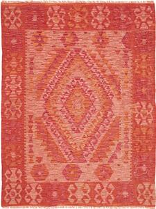 Tappeto Kilim Afghanistan Geometrico Rosso Arancio Corallo 130x170 Cm