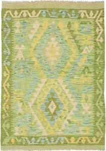 Tappeto Kilim Afghanistan Geometrico Verde Giallo 103x148 Cm