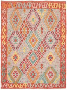 Tappeto Kilim Afghanistan Astratto Celeste Arancio 129x168 Cm