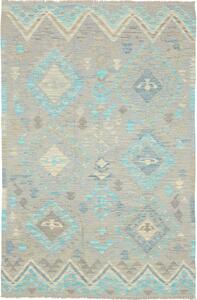Tappeto Kilim Afghanistan Geometrico Grigio Azzurro Beige 120x187 Cm
