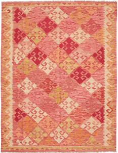 Tappeto Kilim Afghanistan Geometrico Rosso Arancio 156x200 Cm