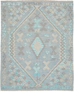 Tappeto Kilim Afghanistan Geometrico Azzurro Grigio 152x194 Cm