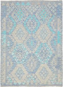 Tappeto Kilim Afghanistan Geometrico Azzurro Blu 129x176 Cm