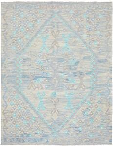 Tappeto Kilim Afghanistan Geometrico Azzurro Grigio 156x203 Cm