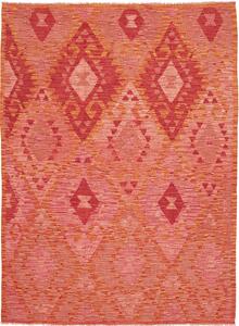 Tappeto Kilim Afghanistan Geometrico Rosso Arancione 145x200 Cm