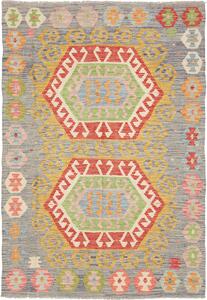 Tappeto Kilim Afghanistan Astratto Blu Policromo Vivace 126x185 Cm