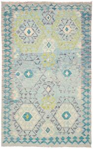 Tappeto Kilim Afghanistan Geometrico Azzurro Verde 120x191 Cm