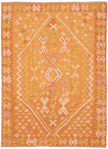 Tappeto Kilim Afghanistan Geometrico Arancione Giallo 129x177 Cm